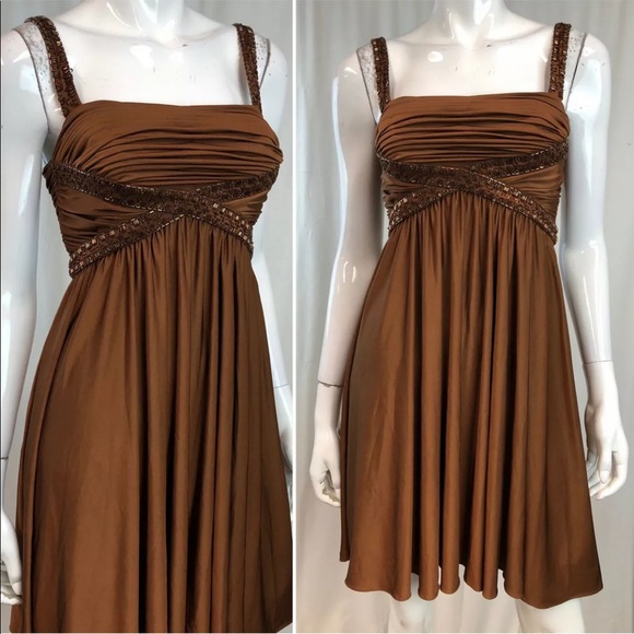 Cache Beaded Draped Stretchy Jersey Shift Dress - Picture 1 of 5